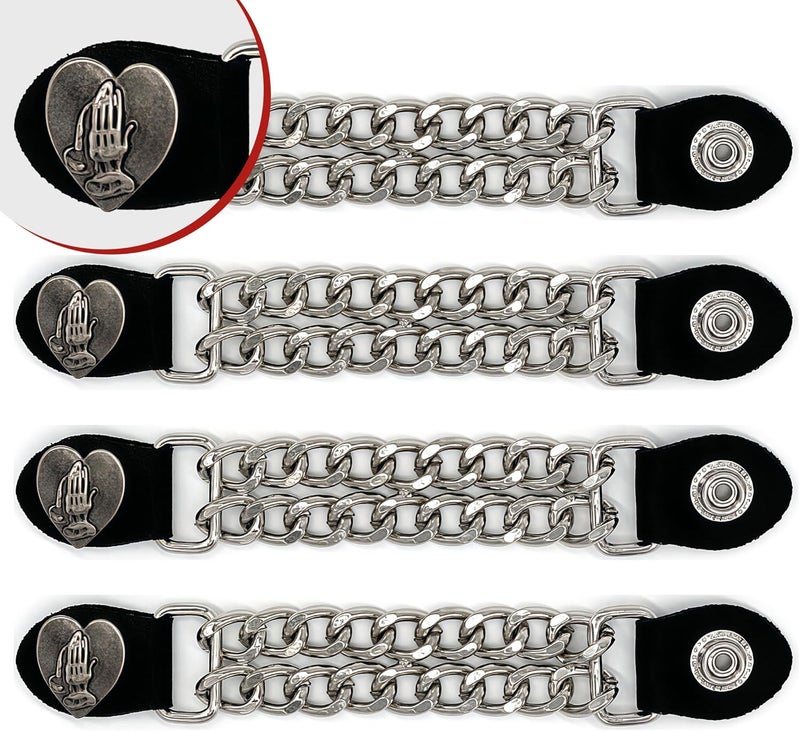 Mirthcos Motorcycle Vest Extenders for Men & Women - 4 PCS Leather Vest Extensions for Biker - Durable Double Chrome Chains - Image 5